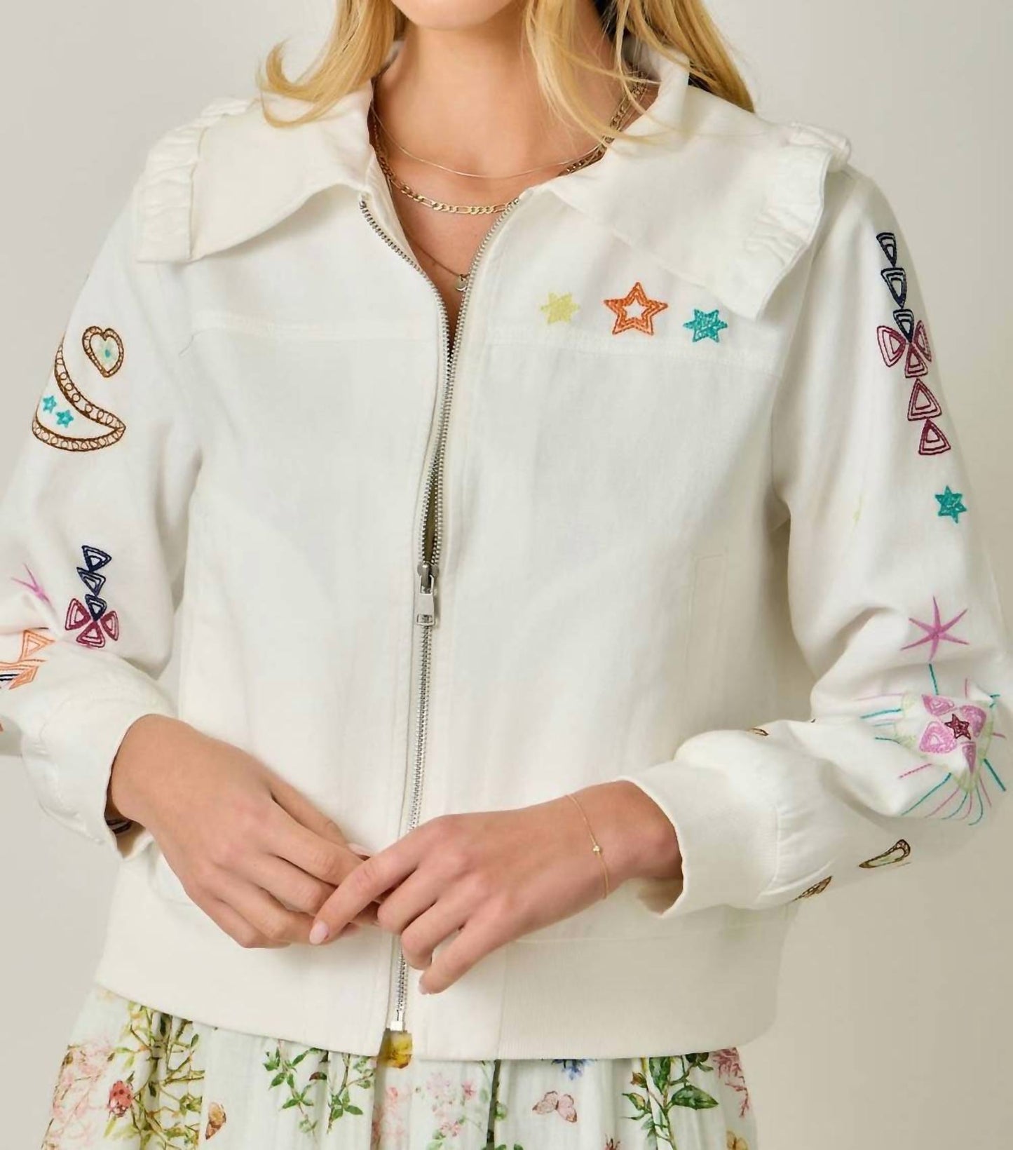 Mystree - Embroidered Blouson Jacket With Star Detail