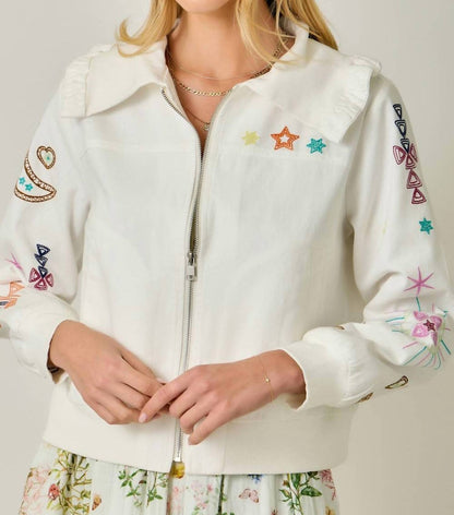 Mystree - Embroidered Blouson Jacket With Star Detail