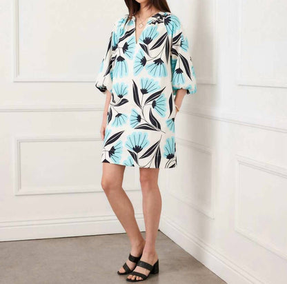 Karen Kane - Puff Sleeve Peasant Dress - Petite
