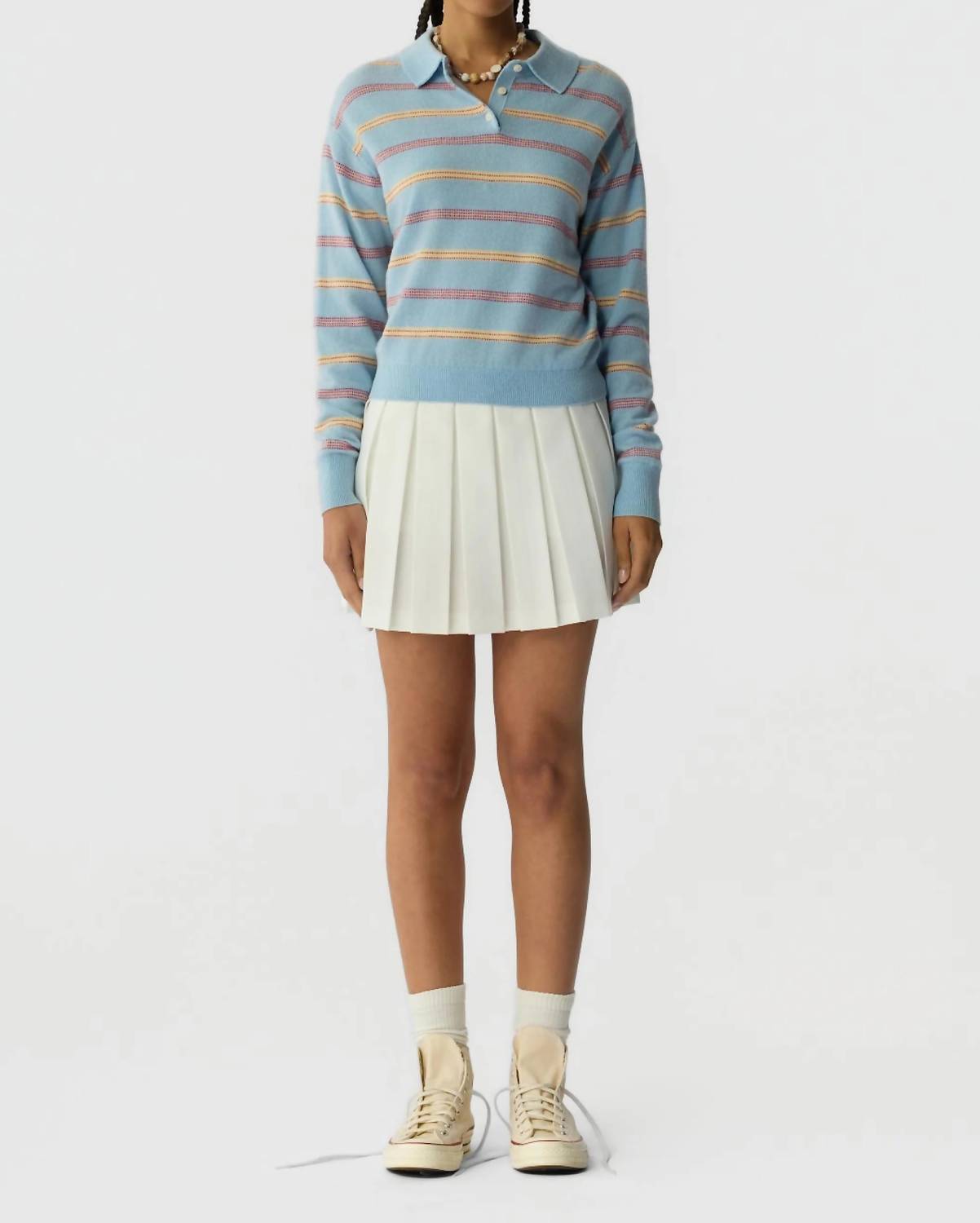 Guest In Residence - Collegiate Stripe Long Sleeve Polo
