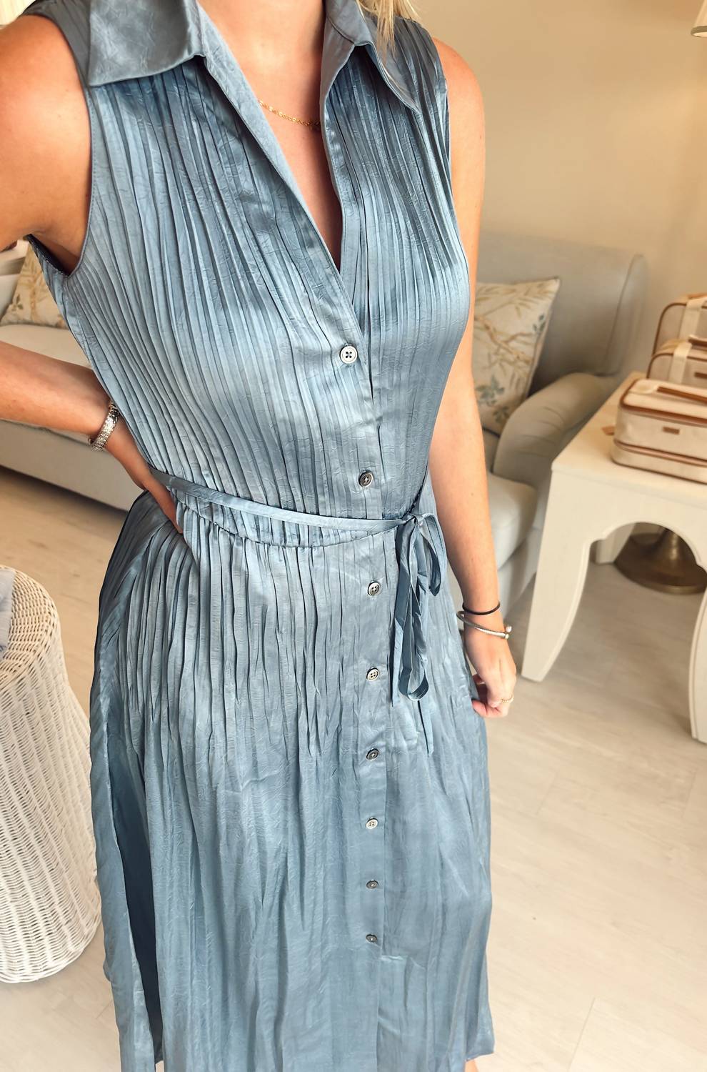 Current Air - Sleeveless Maxi Dress With Tie