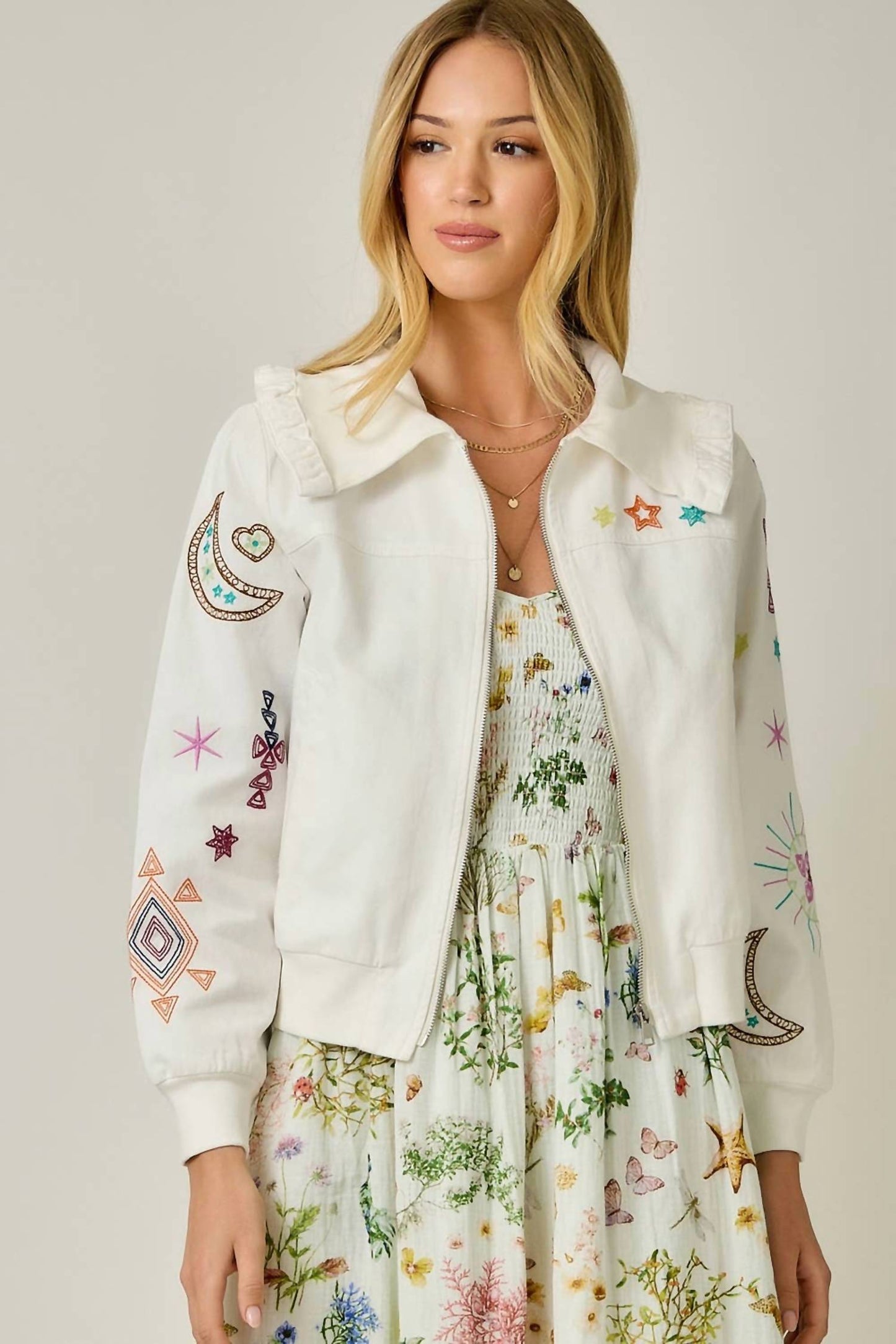 Mystree - Embroidered Blouson Jacket With Star Detail