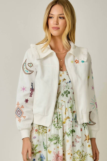 Mystree - Embroidered Blouson Jacket With Star Detail