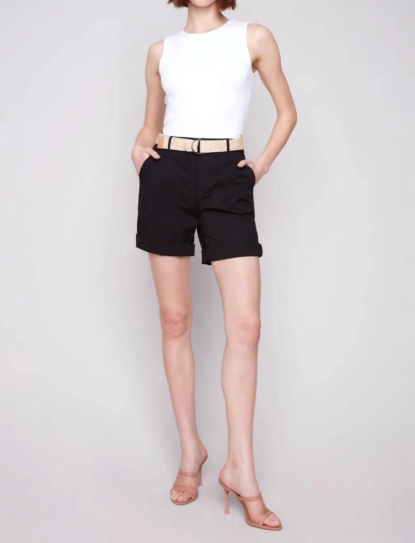 Charlie B - Cuff Shorts W/belt