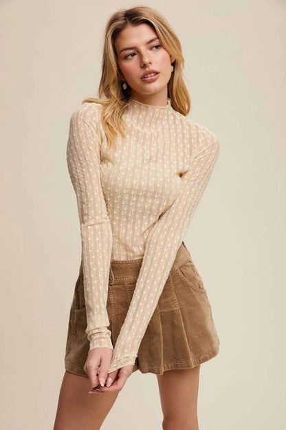 Listicle - Lace Long-sleeve Western Layering Top