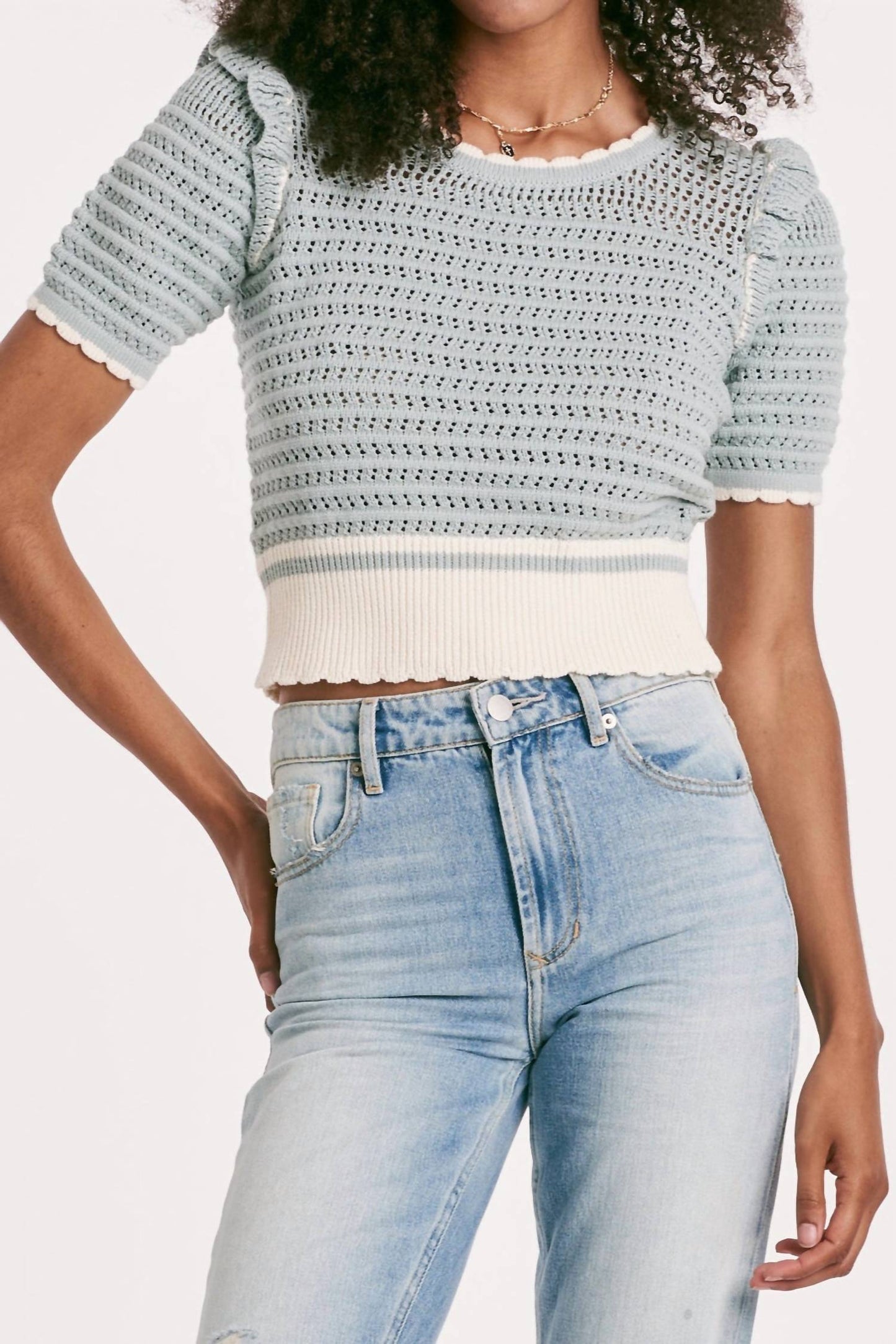 Another Love - Neve Top Pale Sage Stripe