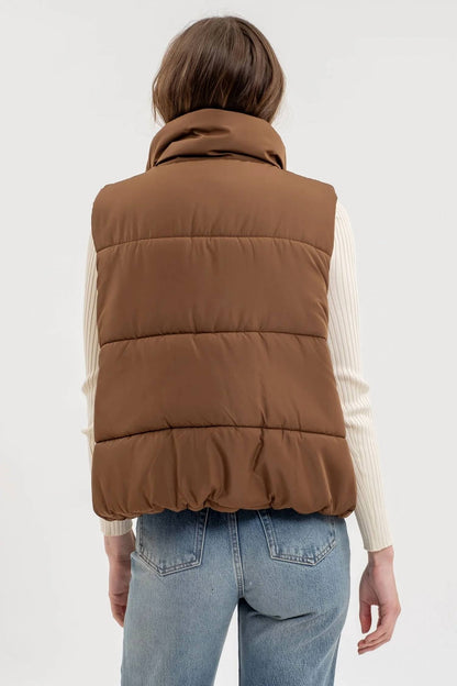 Blu Pepper - Solid Zip Up Puffer Vest - Plus