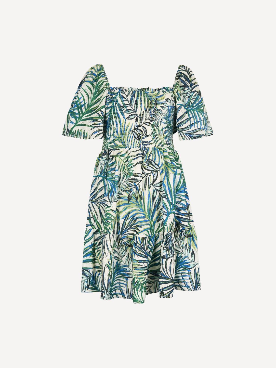 Apricot - Palm Print Cotton Broderie Mini Dress