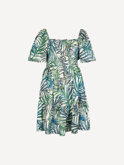 Apricot - Palm Print Cotton Broderie Mini Dress