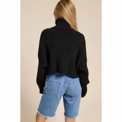Mimosa - Cropped Ribbed Turtleneck Sweater