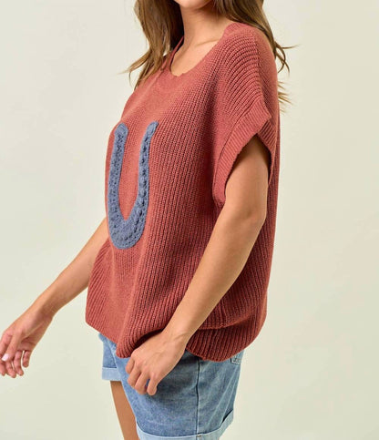 Doe And Rae - Western Horseshoe Sweater Vest