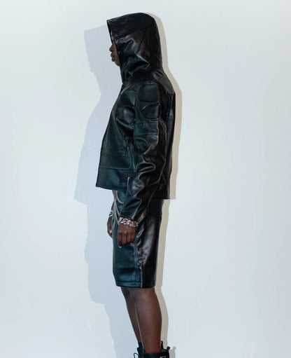 Knotwtr - Unisex I’m Worth A Lot Hooded Leather Jacket