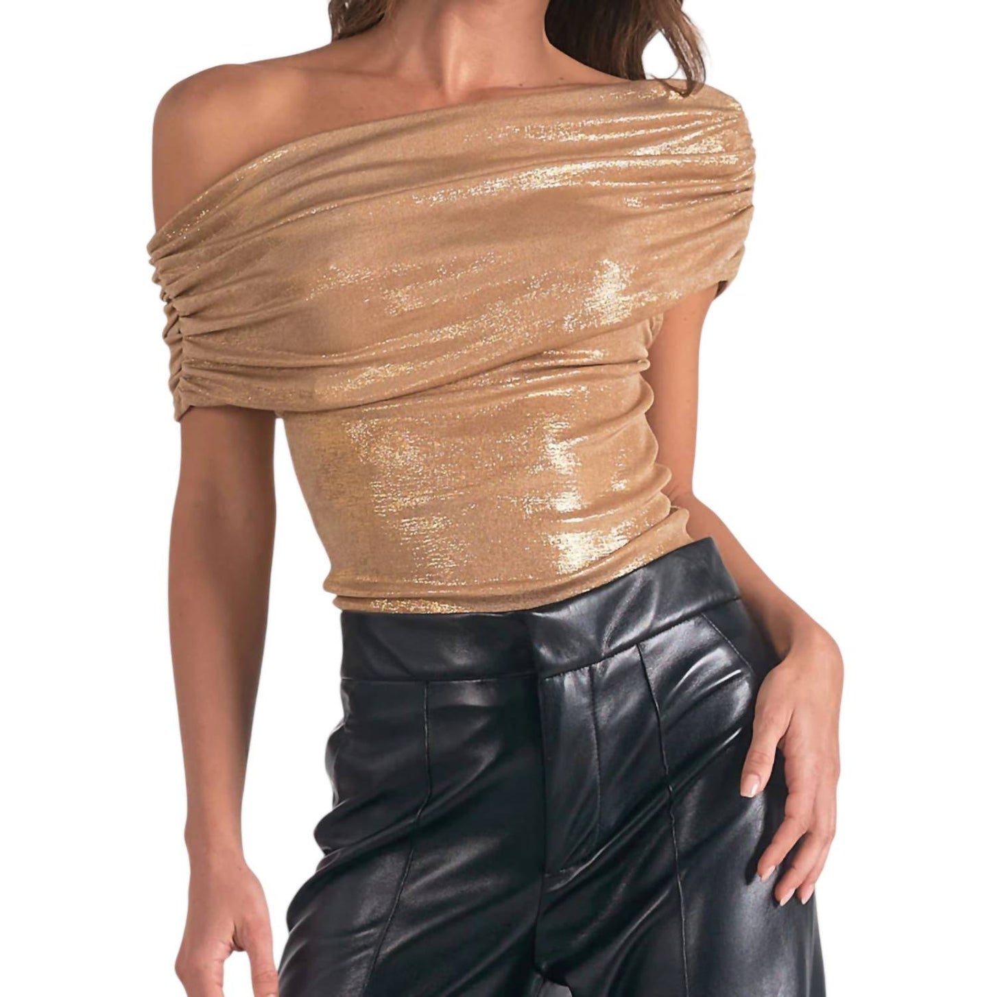 Elan - Metallic Off Shoulder Top