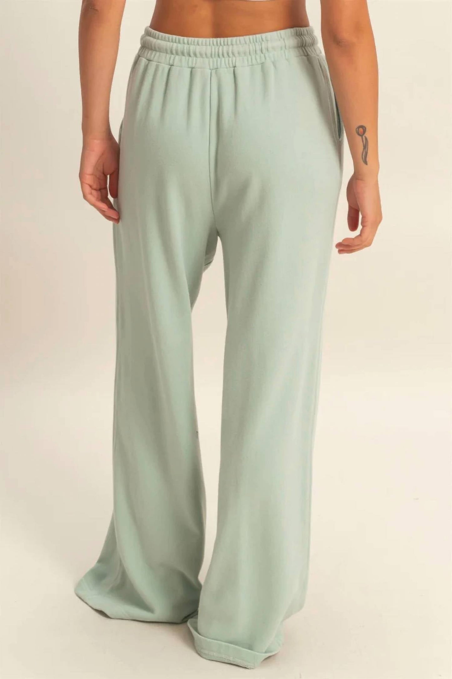 Double Zero - Acid Wash French Terry Wide-leg Pants