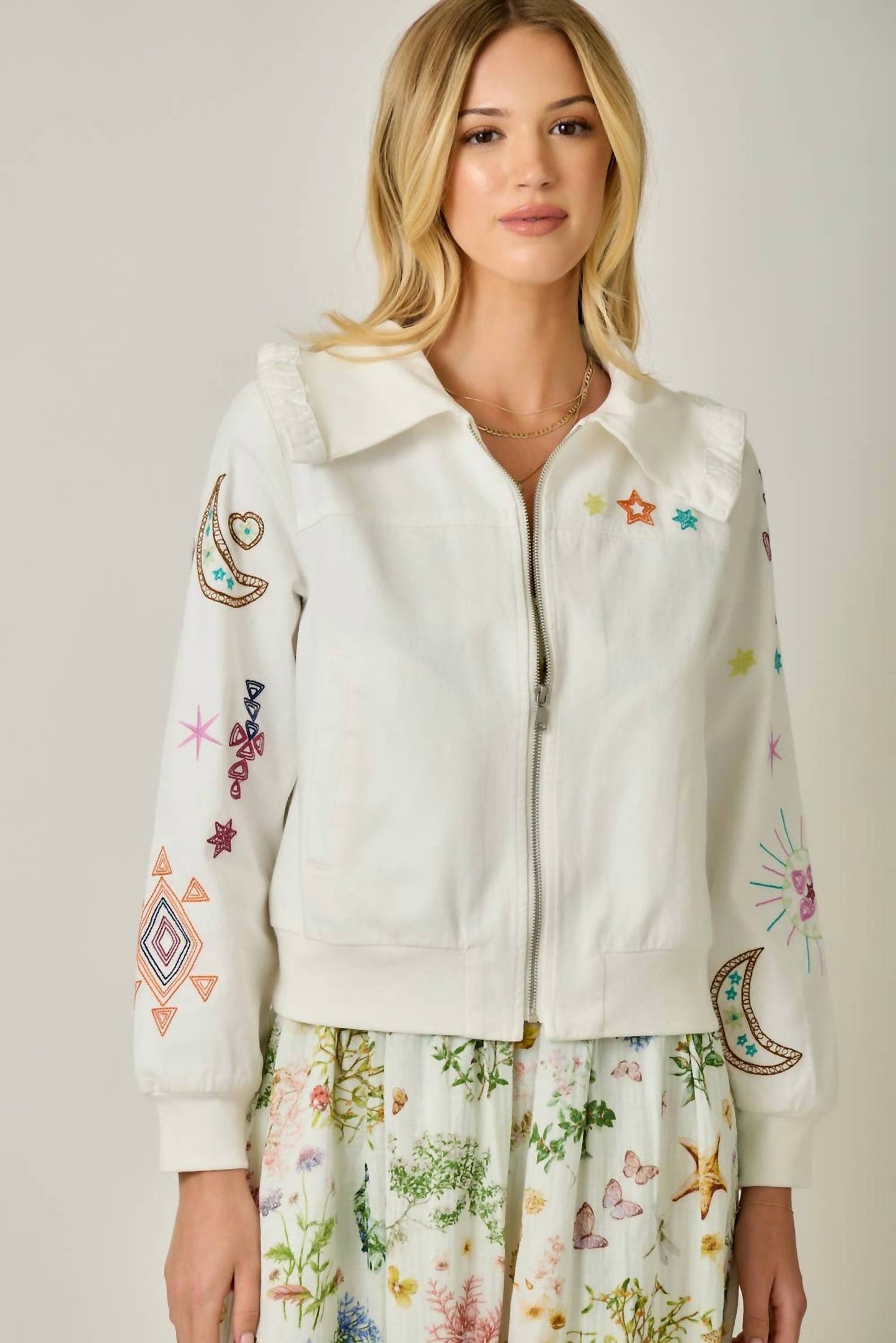 Mystree - Embroidered Blouson Jacket With Star Detail