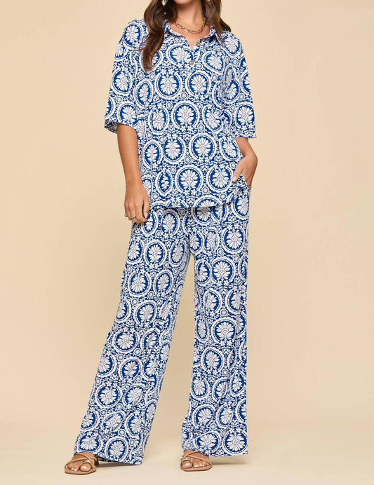 Dear Scarlett - Blouse And Relaxed Pants Resort Wear Set