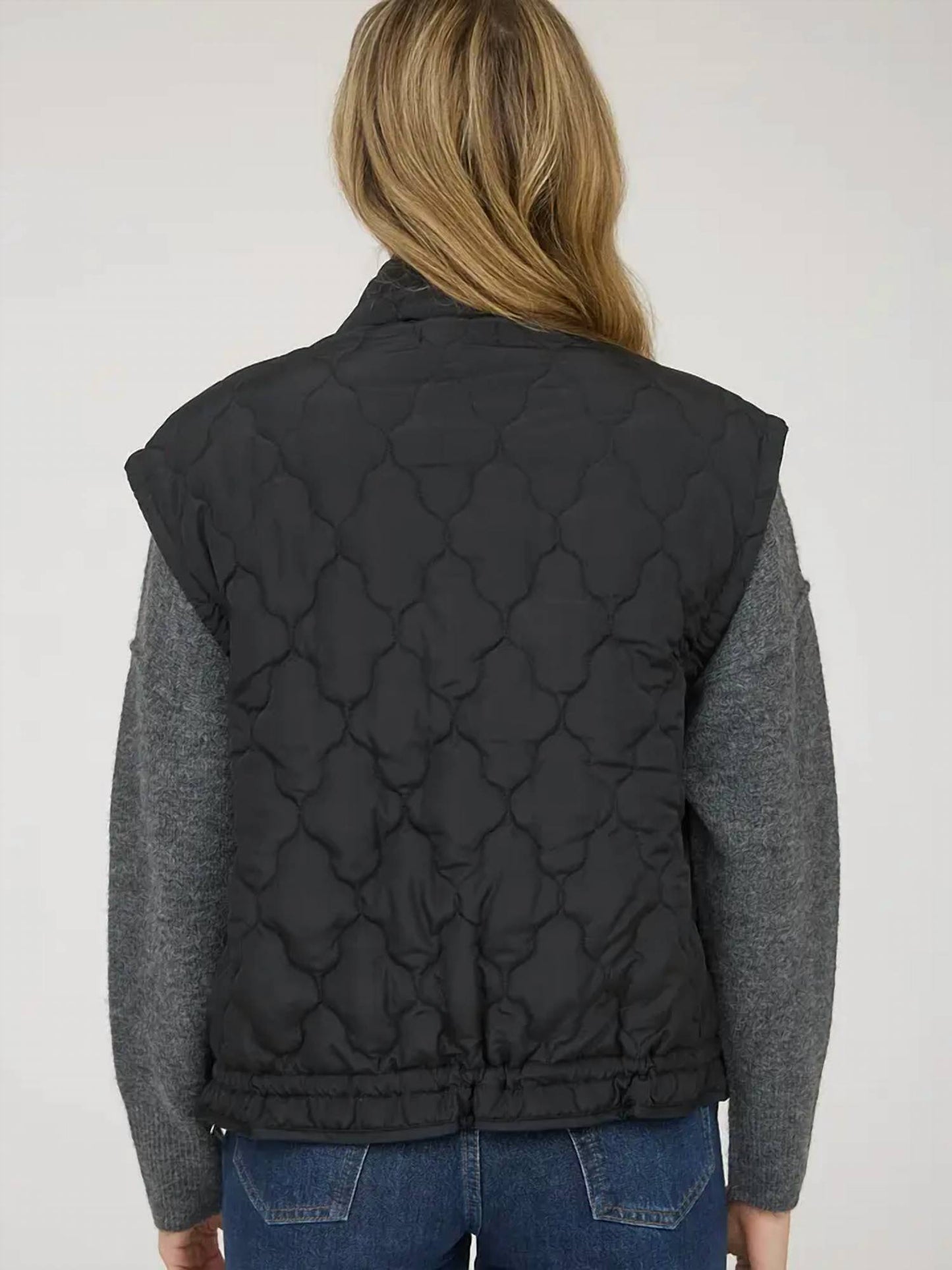 Blu Pepper - Tie Detail Snap Button Down Quilted Puffer Vest