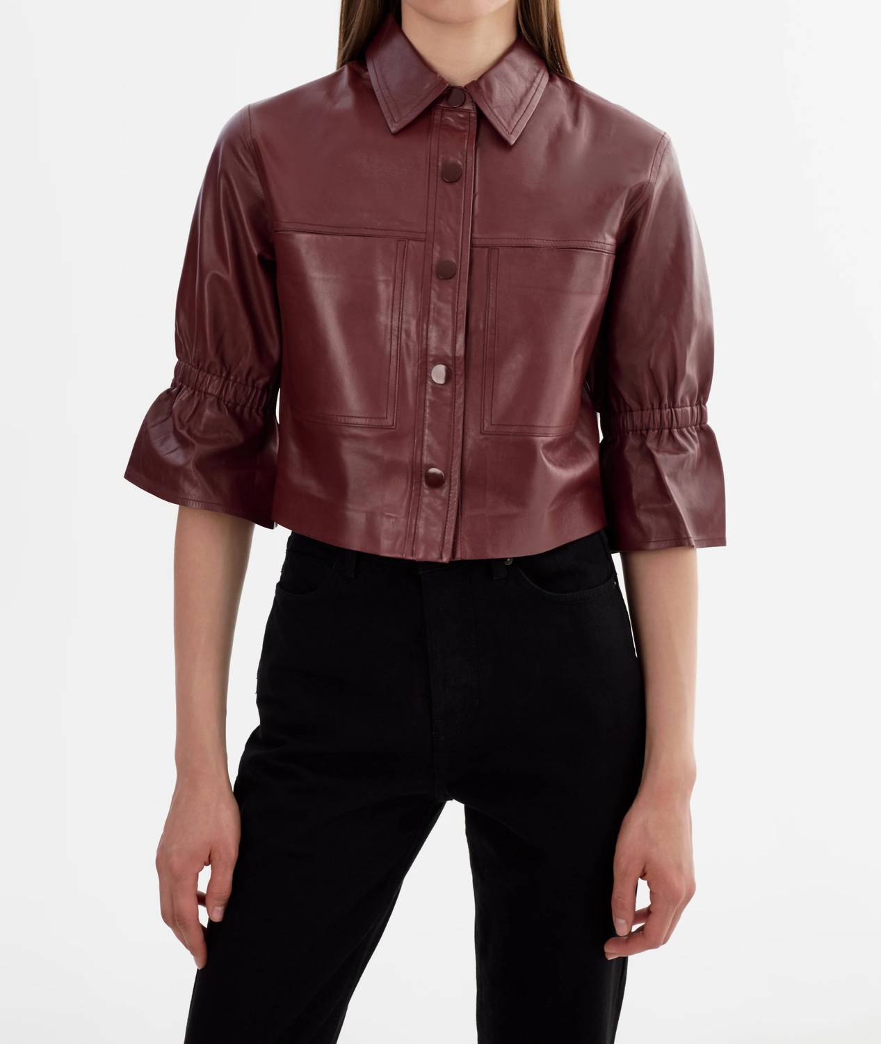 Lamarque - Carolina Leather Ruffle Sleeve Jacket