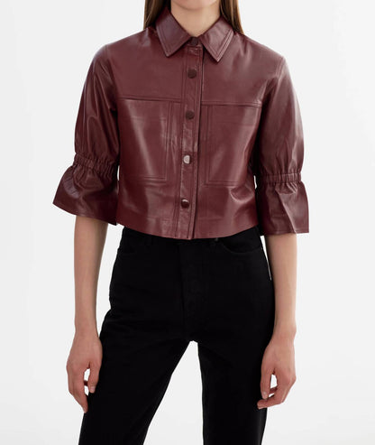 Lamarque - Carolina Leather Ruffle Sleeve Jacket